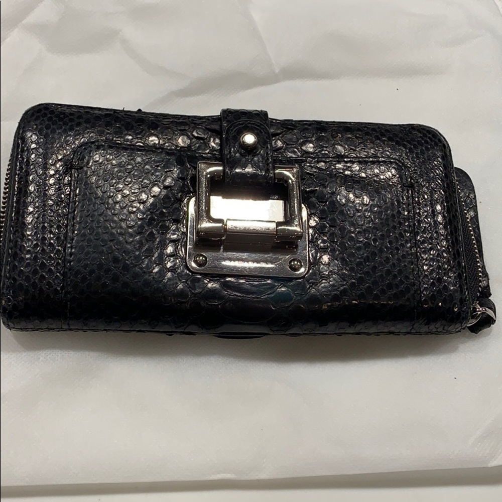 Barbara Bui Black Python zip-around wallet